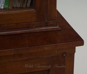 Bookcase built with classic style antique cherry wood with 4 closed doors and 4 glass doors