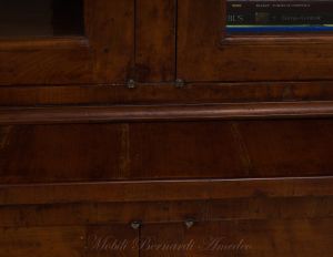 Bookcase built with classic style antique cherry wood with 4 closed doors and 4 glass doors