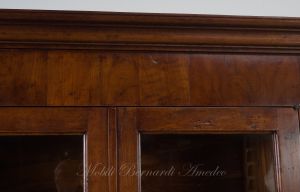 Bookcase built with classic style antique cherry wood with 4 closed doors and 4 glass doors