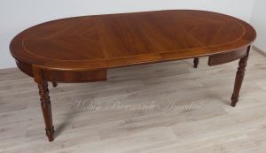 Tavolo ovale stile classico con prolunghe in legno di noce prezzo scontato