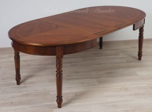 Tavolo ovale stile classico con prolunghe in legno di noce prezzo scontato