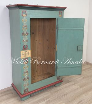 Original antique ship's cabinet restored and hand lacquered with decorations