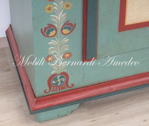Original antique ship's cabinet restored and hand lacquered with decorations