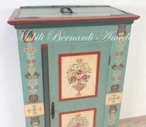 Original antique ship's cabinet restored and hand lacquered with decorations