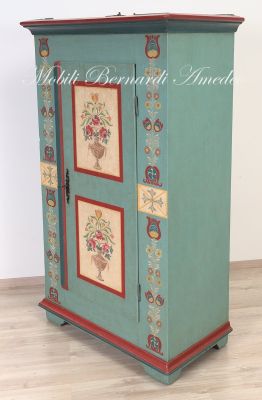 Original antique ship's cabinet restored and hand lacquered with decorations
