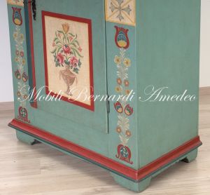 Original antique ship's cabinet restored and hand lacquered with decorations
