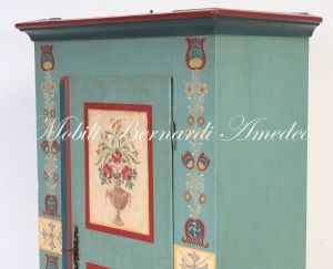 Original antique ship's cabinet restored and hand lacquered with decorations