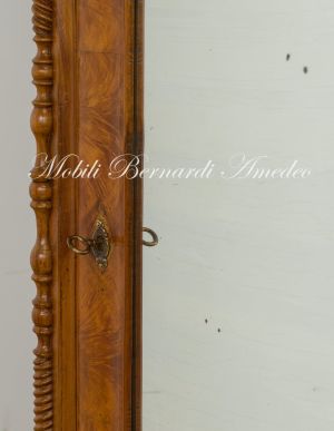 Antique restored walnut cabinet with 2 drawers and door with mirror
