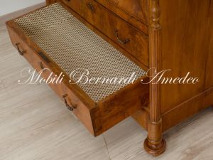 Antique restored walnut cabinet with 2 drawers and door with mirror