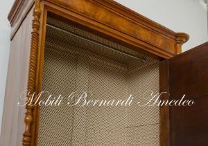 Antique restored walnut cabinet with 2 drawers and door with mirror