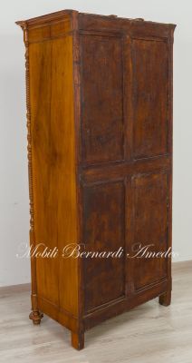 Antique restored walnut cabinet with 2 drawers and door with mirror