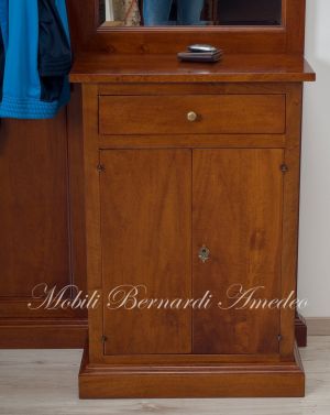 Mobile appendiabiti da entrata o corridoio con specchiera stile arte povera in legno massiccio
