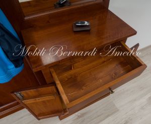 Mobile appendiabiti da entrata o corridoio con specchiera stile arte povera in legno massiccio