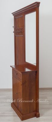 Mobile appendiabiti da entrata o corridoio con specchiera stile arte povera in legno massiccio