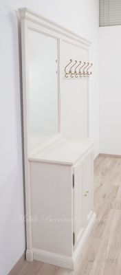 Mobile da ingresso con zona appendiabiti e credenzina stile finitura colore bianco