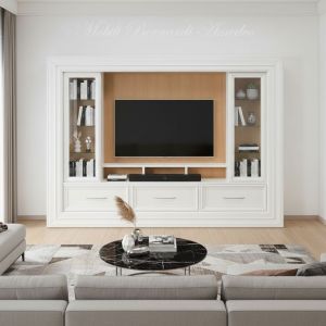 Mobile libreria con cornice adatto come porta Tv da soggiorno con ante e cassetti - elaborazione grafica