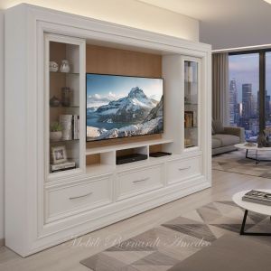 Mobile libreria con cornice adatto come porta Tv da soggiorno con ante e cassetti - elaborazione grafica