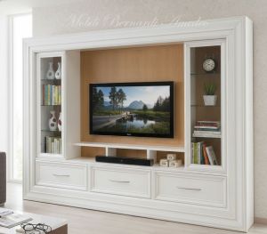 Mobile libreria con cornice adatto come porta Tv da soggiorno con ante e cassetti - elaborazione grafica