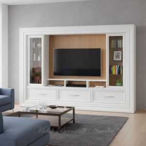 Mobile libreria con cornice adatto come porta Tv da soggiorno con ante e cassetti - elaborazione grafica