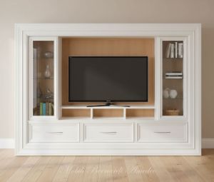 Mobile libreria con cornice adatto come porta Tv da soggiorno con ante e cassetti - elaborazione grafica