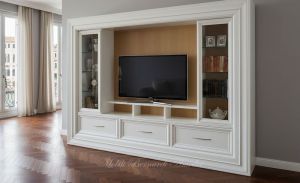 Mobile libreria con cornice adatto come porta Tv da soggiorno con ante e cassetti - elaborazione grafica