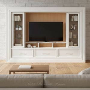 Mobile libreria con cornice adatto come porta Tv da soggiorno con ante e cassetti - elaborazione grafica