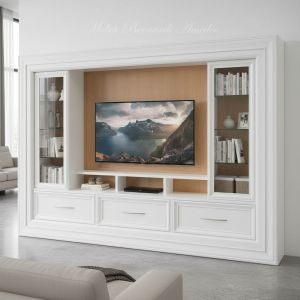 Mobile libreria con cornice adatto come porta Tv da soggiorno con ante e cassetti - elaborazione grafica