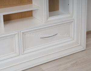 Parete attrezzata porta Tv da soggiorno stile classico contemporaneo finitura bianco e rovere