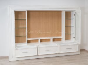 Parete attrezzata porta Tv da soggiorno stile classico contemporaneo finitura bianco e rovere