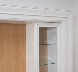 Parete attrezzata porta Tv da soggiorno stile classico contemporaneo finitura bianco e rovere