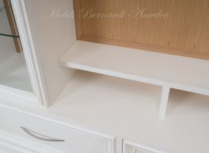 Parete attrezzata porta Tv da soggiorno stile classico contemporaneo finitura bianco e rovere