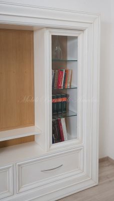 Parete attrezzata porta Tv da soggiorno stile classico contemporaneo finitura bianco e rovere