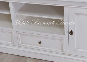 Low living room sideboard - wooden TV cabinet with white finish