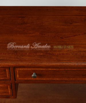 Scrivania classica da studio in legno massello di noce 5 cassetti