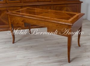 SC68 160 Scrivania Noce Massello Intarsio Ulivo 5 Cassetti 160 Cm 13