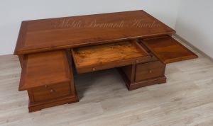 Large classic style study or office desk in solid wood with drawers