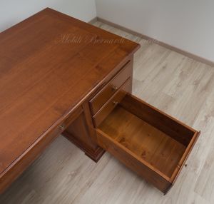 Large classic style study or office desk in solid wood with drawers