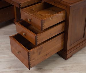 Large classic style study or office desk in solid wood with drawers
