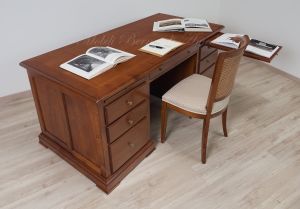Large classic style study or office desk in solid wood with drawers