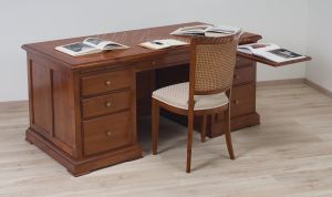 Large classic style study or office desk in solid wood with drawers