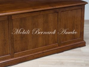 Classic fully closed desk with door and drawers, Italian artisan production in solid wood