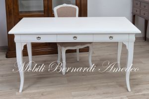 Classic style wooden bedroom or living room desk with antique white finish