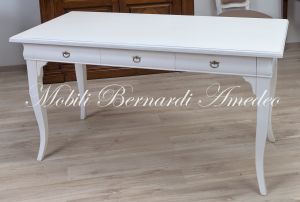 Classic style wooden bedroom or living room desk with antique white finish