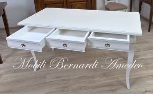 Classic style wooden bedroom or living room desk with antique white finish