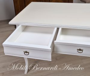 Classic style wooden bedroom or living room desk with antique white finish