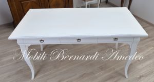 Classic style wooden bedroom or living room desk with antique white finish