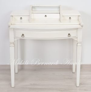 Desk with drawbar and shutter in antique white wood