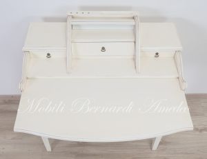 Desk with drawbar and shutter in antique white wood