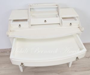Desk with drawbar and shutter in antique white wood