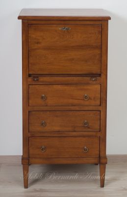 Secretaire in noce massiccio con cassetti e ribalta utilizzabile come scrittoio